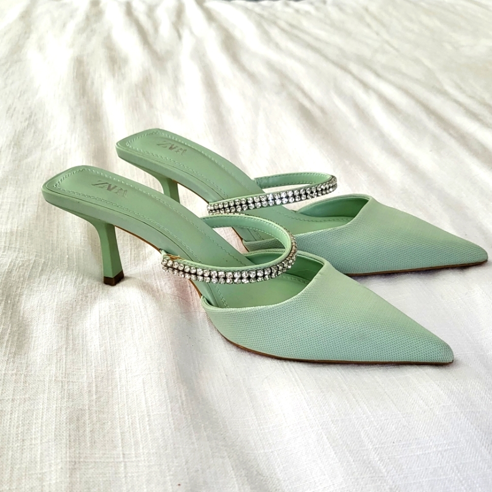 Zara size 37 slip on pumps sage colo